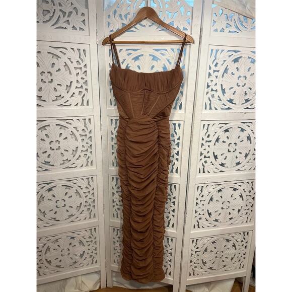 House of CB Lilian Mocha Corset Maxi Dress Size S Small - Picture 5 of 10